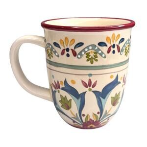 Bobby Flay Coffee Mug 4.25” Sevilla Earthenware Multicolor Floral Tea Cup